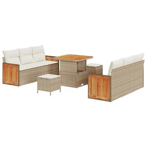 vidaXL Gar&eth;s&oacute;fa sett me&eth; p&uacute;&eth;i 11 pcs Beige og krem p&oacute;l&yacute;rattan