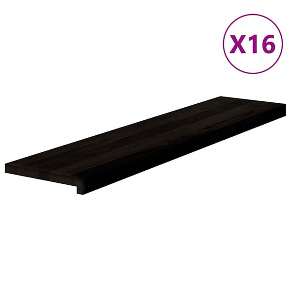 vidaXL Stigatr&eacute; 16 stk D&ouml;kkbr&uacute;nt 110x25x2 cm gegnheilvi&eth;ar Eik