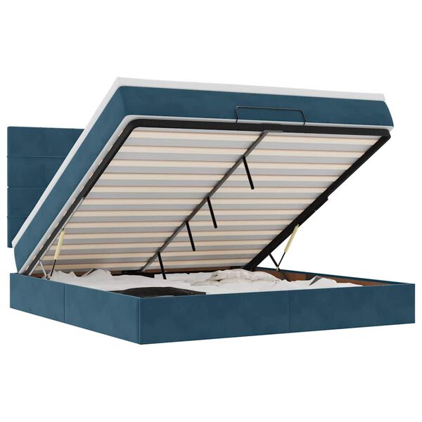 vidaXL Ottoman r&uacute;mgrind me&eth; d&yacute;num D&ouml;kkbl&aacute;r 180x200cm Flauel