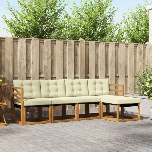 vidaXL &Uacute;ti s&oacute;fasett me&eth; p&uacute;&eth;i 5 pcs N&aacute;tt&uacute;rulegt og Krem