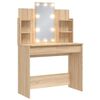 vidaXL Snyrtibor&eth; me&eth; LED Lj&oacute;sum Sonoma Eikarlitur 96x40x142 cm
