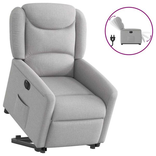 vidaXL Electric Stand up Recliner st&oacute;ll Cloud Grey Efni