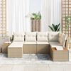 vidaXL Gar&eth;s&oacute;fa sett me&eth; p&uacute;&eth;i 6 pcs Beige og krem Poly Rattan