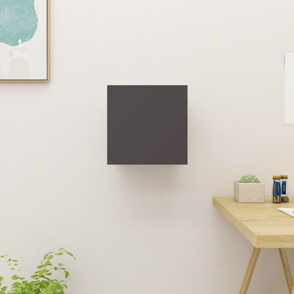 vidaXL Vegghengdur Sj&oacute;nvarpssk&aacute;pur H&aacute;glans Gr&aacute;r 30,5x30x30 cm