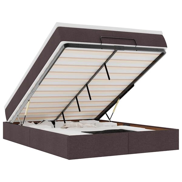 vidaXL Ottoman r&uacute;m me&eth; d&yacute;nu D&ouml;kkbr&uacute;nt 140x200cm Efni