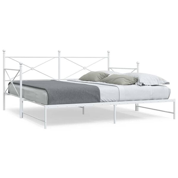 vidaXL Daybed me&eth; r&uacute;llu &aacute;n d&yacute;nu Hv&iacute;tt 100x190 cm St&aacute;l