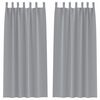 vidaXL Svartgard&iacute;nur me&eth; hringjum 2 pcs Lj&oacute;sgr&aacute;r 225 x 140 cm