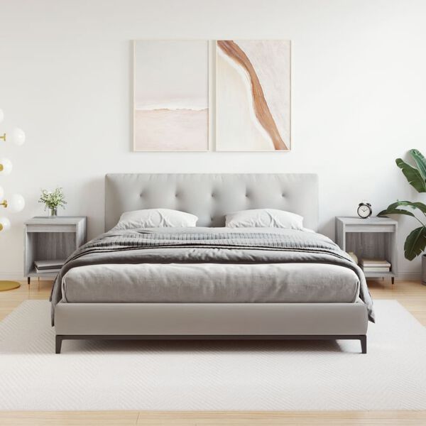 vidaXL Náttborð 2 stk. Grá Sonoma 40x35x50 cm Samsettur Viður