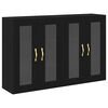 vidaXL Veggsk&aacute;par 2 pcs Svartur Eik 69,5 x 34 x 90 cm Samsettur vi&eth;ur