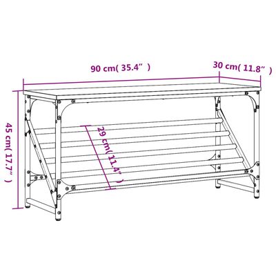 vidaXL Skóbekkur Sonoma Eik 90x30x45 cm Samsettur Viður