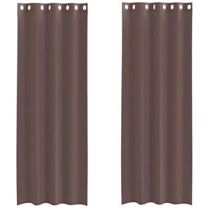 vidaXL Voile Gluggatj&ouml;ld me&eth; Grommets 2 stk Br&uacute;n 140x260 cm