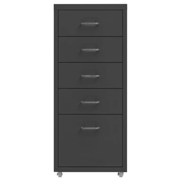 vidaXL Skjalaskápur á Hjólum Reykgrár 28x41x69 cm Málmur