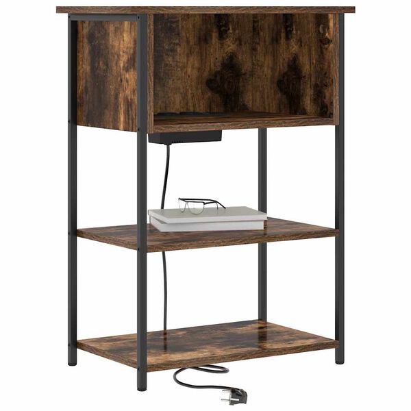 vidaXL Noat&ouml;flu sk&aacute;pur Rau&eth;-eik 55 x 31 x 76 cm Samsettur vi&eth;ur