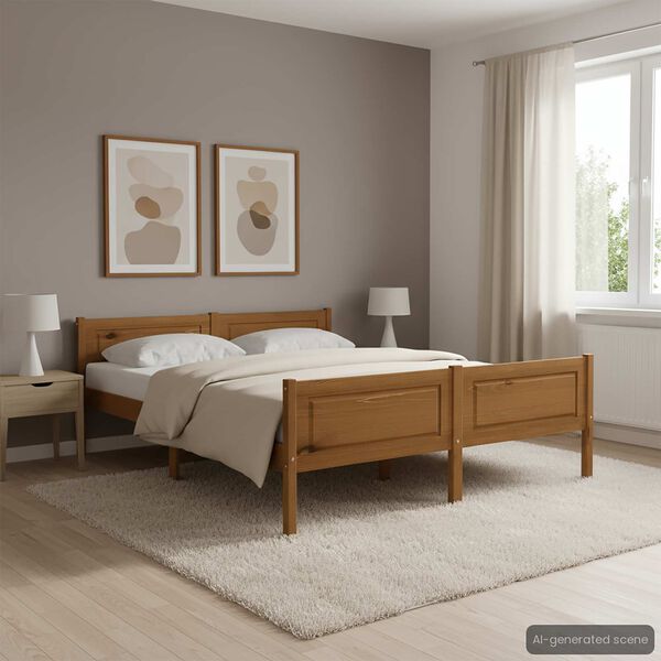 322113 vidaXL Bed Frame Solid Pinewood Honey Brown 140x200 cm