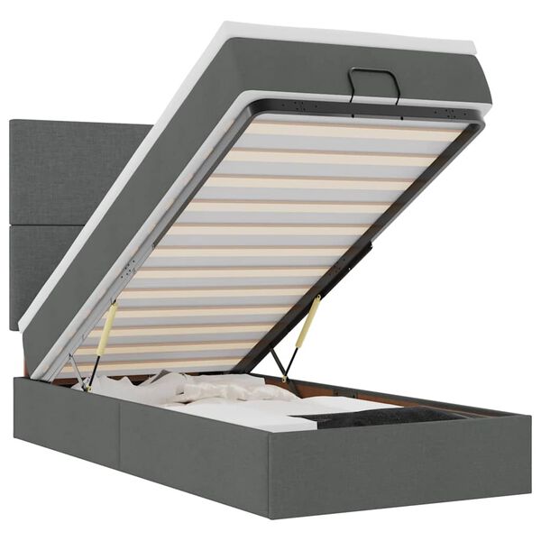 vidaXL Ottoman r&uacute;m me&eth; d&yacute;nu & LED d&ouml;kkgr&aacute;um 80x200cm Efni