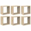 vidaXL Veggfestar Kubbahillur 6 stk. Sonoma Eikarlitur 26x15x26 cm