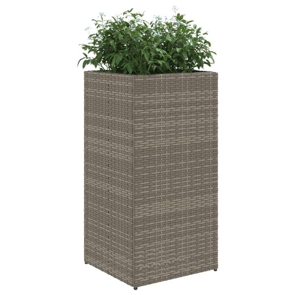 vidaXL Gr&oacute;&eth;urker 2 stk Gr&aacute;tt 40x40x80 cm P&oacute;l&yacute;rattan