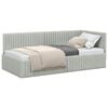 vidaXL Hornr&uacute;m ramma me&eth; h&ouml;fu&eth;gafl Lj&oacute;sgr&aacute;r 90 cm x 190 cm Flauel