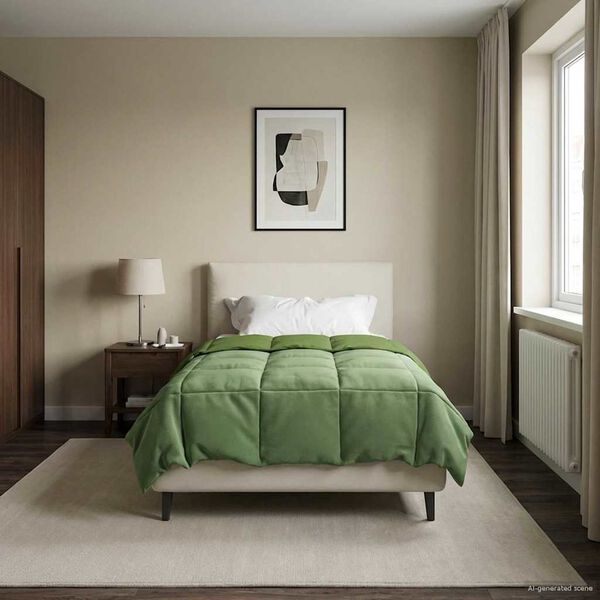 vidaXL Vetrar s&aelig;ng S&iacute;&eth;la&eth; Gr&aelig;nn 155 x 200 cm M&iacute;kr&oacute;f&iacute;ber