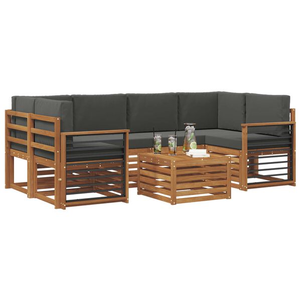 vidaXL &Uacute;ti s&oacute;fasett 7 pcs N&aacute;tt&uacute;rulegt og Antrac&iacute;t Hrein akas&iacute;utr&eacute;