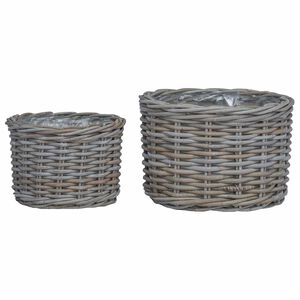 vidaXL Pl&ouml;ntu k&ouml;rfa me&eth; geymslu 2 pcs Gr&aacute;r Kubu rattan
