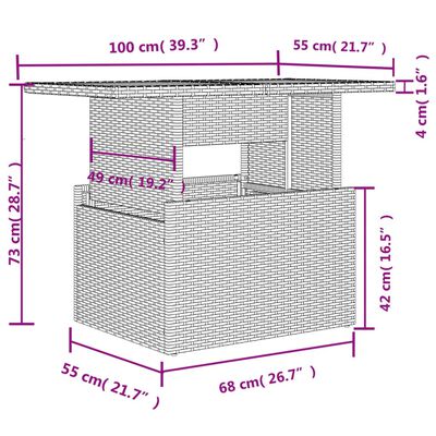 vidaXL 10 Hluta Garðsófasett með Sessum Drappað Pólýrattan