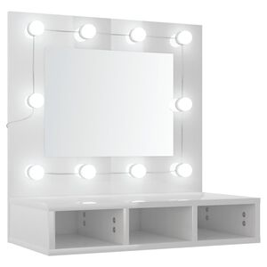 vidaXL Speglask&aacute;pur me&eth; LED lj&oacute;sum H&aacute;glans Hv&iacute;tt 60x31,5x62 cm