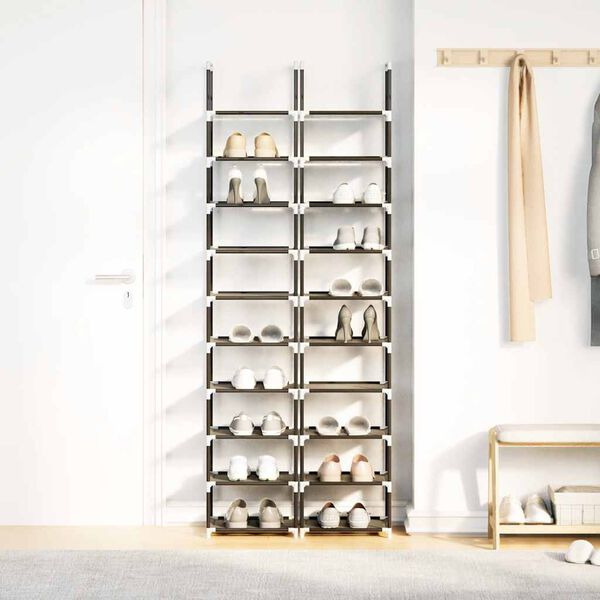 vidaXL sk&oacute;rekki 2 stk 10-stiga svartur 33x33x174 cm &oacute;ofinn d&uacute;kur