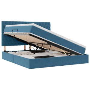 vidaXL R&uacute;m me&eth; geymslur&yacute;mi og d&yacute;nu D&ouml;kkbl&aacute;r 180 x 200 cm Flauel