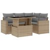 vidaXL 5 Hluta Gar&eth;s&oacute;fasett me&eth; Sessum Drapplita&eth; P&oacute;l&yacute;rattan