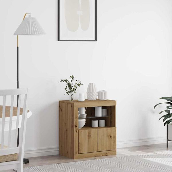 vidaXL LED Hli&eth;arsk&aacute;pur Br&uacute;nn 60,5 x 37 x 67 cm Samsettur vi&eth;ur