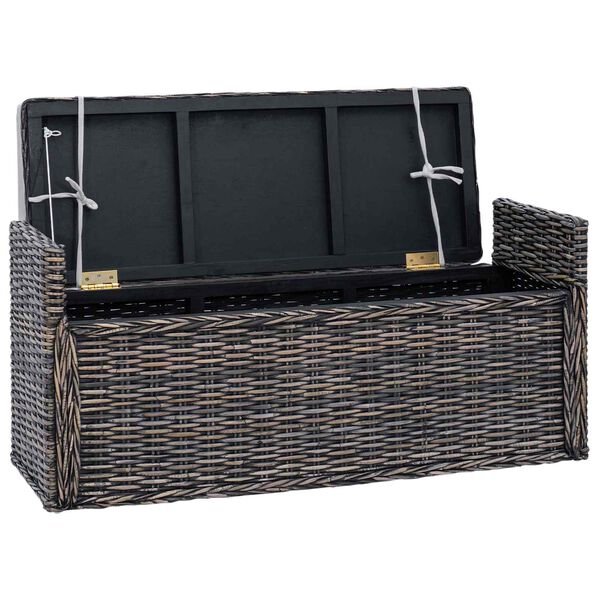 vidaXL Geymslubekkur me&eth; p&uacute;&eth;i Svart &thorn;vott 110 x 40 x 50 cm Rattan