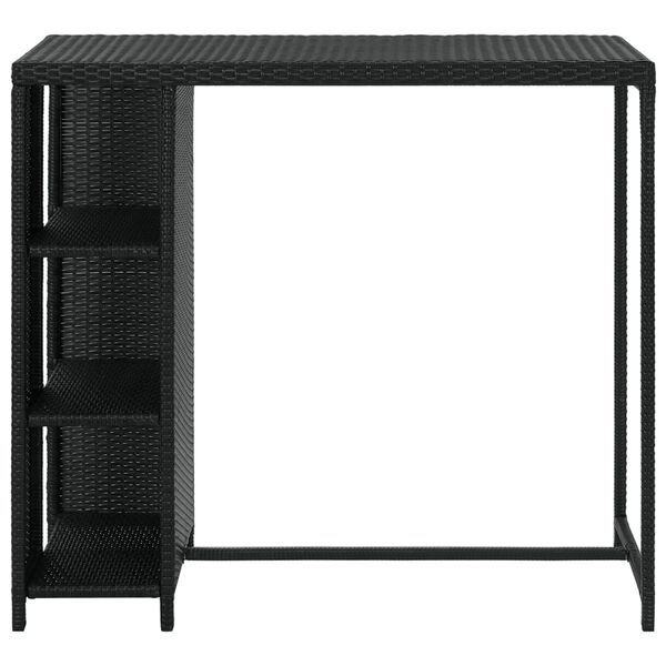 vidaXL Barborð Svart með Hillum 120x60x110 cm Pólýrattan Svart