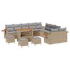 vidaXL Gar&eth;s&oacute;fa sett 14 pcs Drapplita&eth;ur p&oacute;l&yacute;rattan