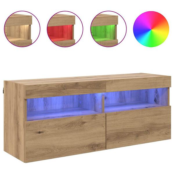 vidaXL Sj&oacute;nvarpsveggsk&aacute;pur Vegghengt Artisan Eik 100 x 30 x 40 cm