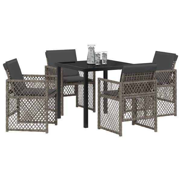 vidaXL Gar&eth;ur bor&eth;sett 5 pcs Gr&aacute;r p&oacute;l&yacute;rattan