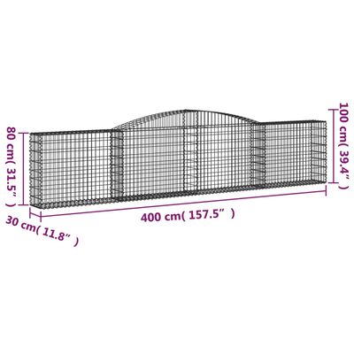 vidaXL Bogadregnir Grjótkassar 10 stk. 400x30x80/100 cm Sinkhúðað Járn