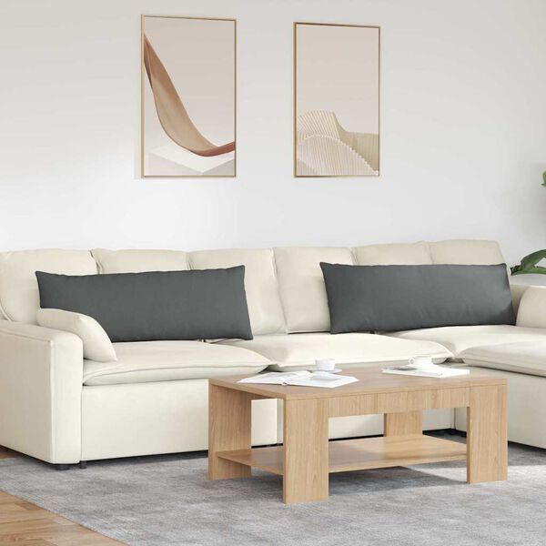vidaXL S&oacute;fap&uacute;&eth;ar 2 pcs D&ouml;kk gr&aacute; 120 x 40 cm d&uacute;kur
