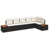 vidaXL Gar&eth;s&oacute;fa sett me&eth; p&uacute;&eth;i 6 pcs Svartur Poly rattan