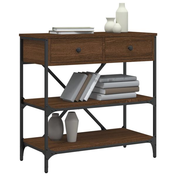 vidaXL Veggbor&eth; Br&uacute;nn Eikarlitur 75x34,5x75 cm Samsettur Vi&eth;ur