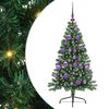 vidaXL Gervi fyrirfram l&yacute;stum j&oacute;latr&eacute; me&eth; 150 LED Gr&aelig;nn 120 cm PVC