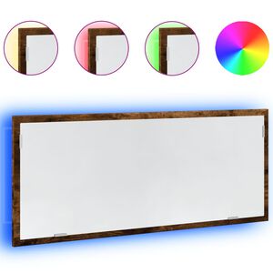 vidaXL LED ba&eth;herbergisspegill Reykt Eik 100x8,5x37 cm Hanna&eth;ur vi&eth;ur