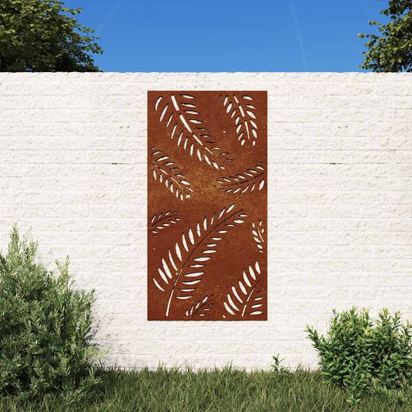 vidaXL Veggskreyting &iacute; Gar&eth;inn 105x55 cm Corten St&aacute;l Laufah&ouml;nnun