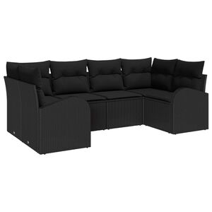vidaXL Gar&eth;s&oacute;fa sett me&eth; p&uacute;&eth;i 6 pcs Svartur Poly Rattan