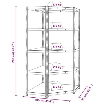 vidaXL Geymsluhillur 3 stk Silfur 75x30x172 cm Stál og MDF