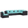 vidaXL 6 Hluta Gar&eth;h&uacute;sgagnasett me&eth; S&aelig;tisp&uacute;&eth;um P&oacute;l&yacute;rattan Svart