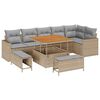 vidaXL Gar&eth;s&oacute;fa sett 9 pcs Drapplita&eth;ur p&oacute;l&yacute;rattan