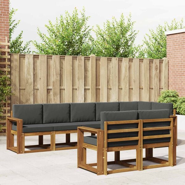 vidaXL &Uacute;ti s&oacute;fasett me&eth; p&uacute;&eth;i 8 pcs N&aacute;tt&uacute;rulegt og Antrac&iacute;t