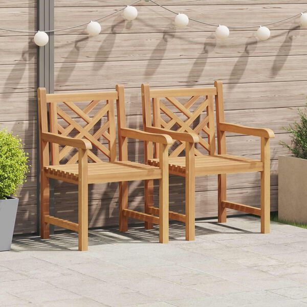 vidaXL Gar&eth;st&oacute;ll 2 pcs 60 x 58 x 90 cm Solid teak vi&eth;ur