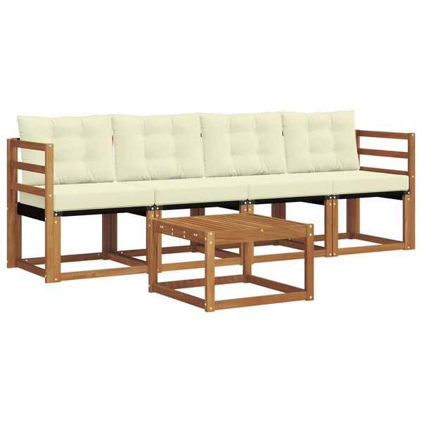 vidaXL &Uacute;ti s&oacute;fasett me&eth; p&uacute;&eth;i 5 pcs N&aacute;tt&uacute;rulegt og Krem